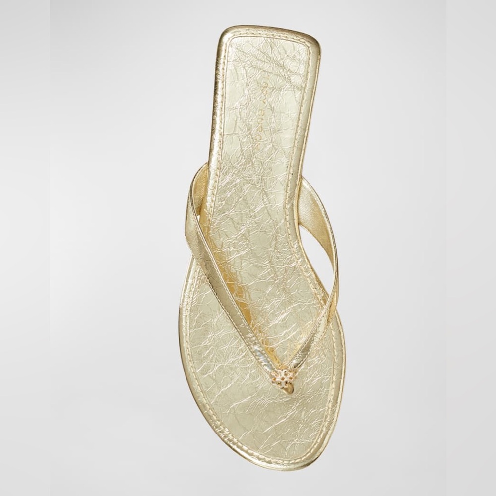 Tory Burch
Capri Metallic Flip Flop Sandals “Like New.          1x wear